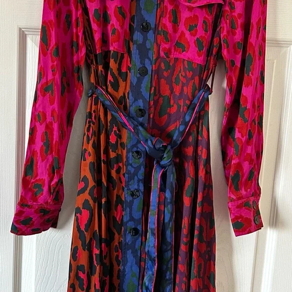 FARM Rio Pink & Orange Leopard-Print Long-Sleeve Shirt Dress - Picture 2 of 5